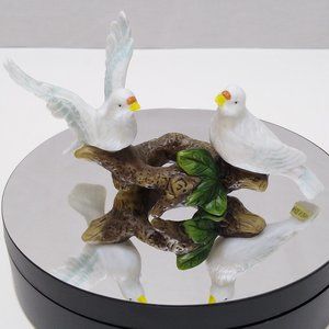 Love Birds On Branch Doves Vintage Porcelain Miniature Shelf Décor EUC